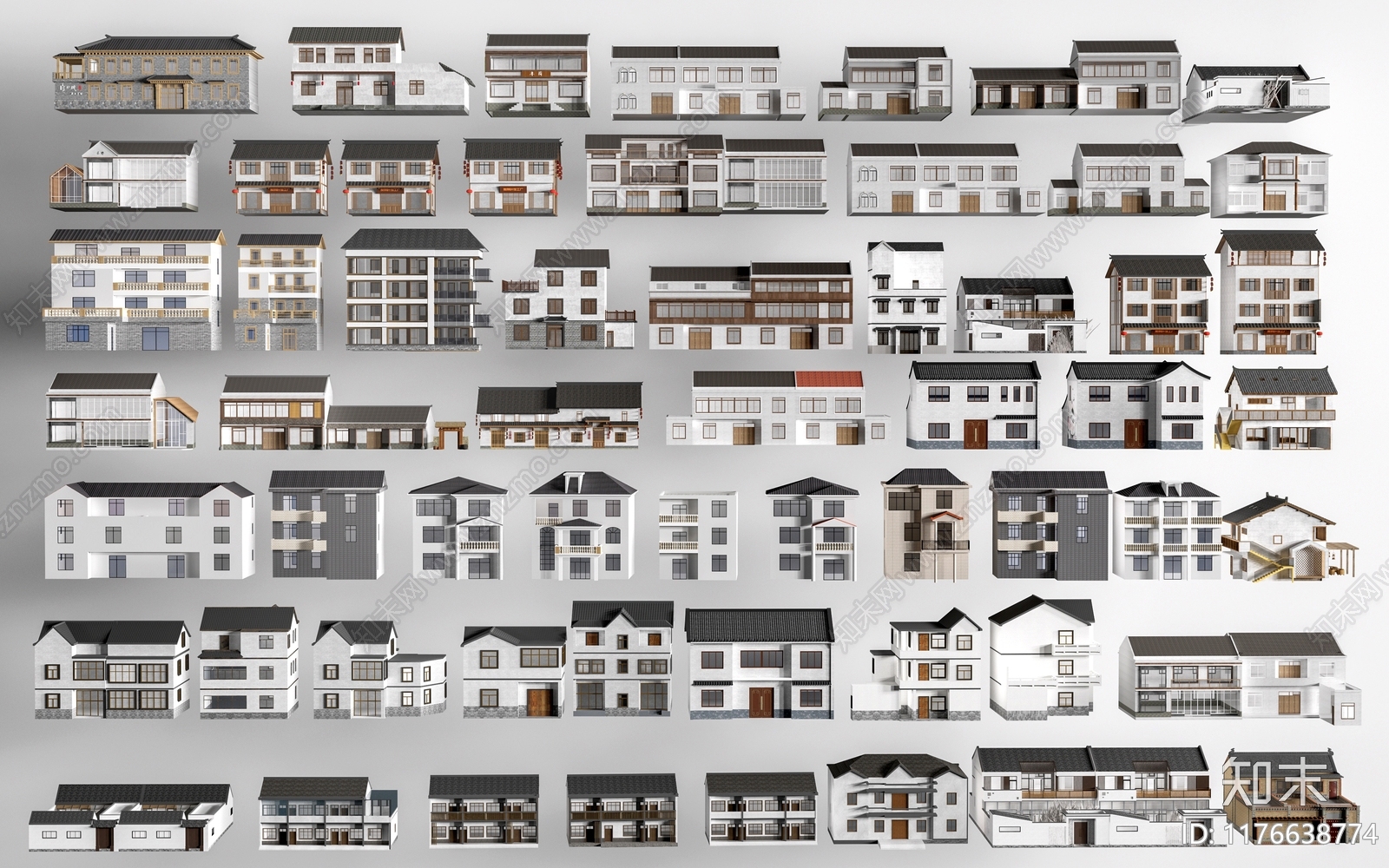 新中式古建3D模型下载【ID:1176638774】