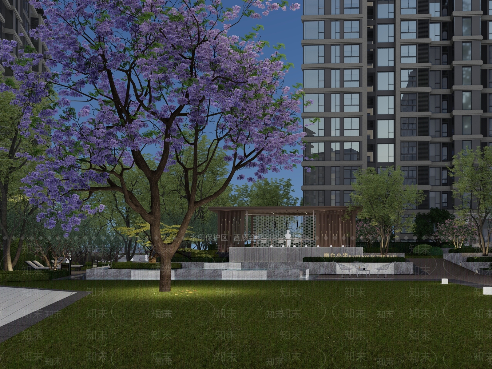 现代新中式廊架SU模型下载【ID:1176638485】