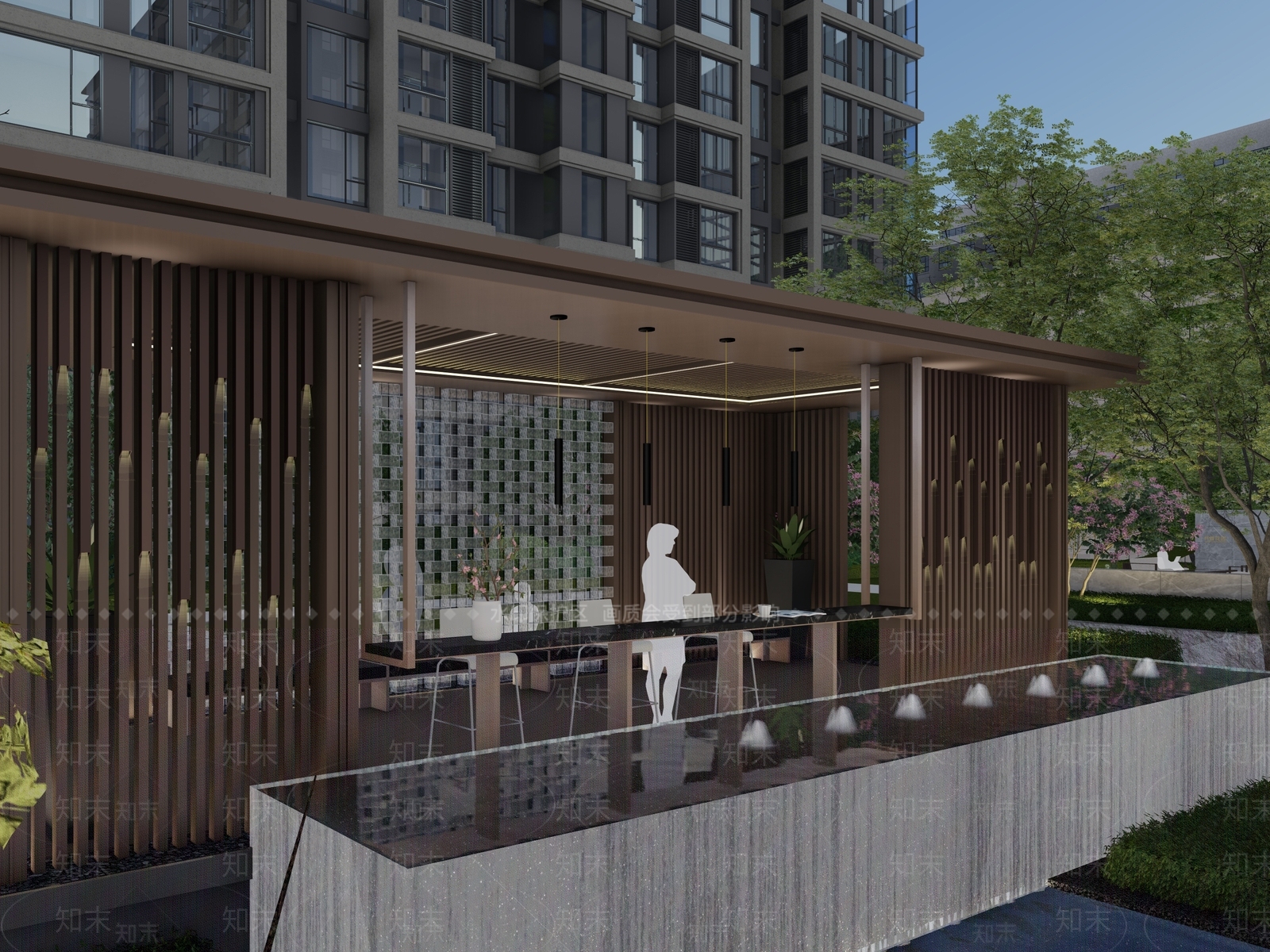现代新中式廊架SU模型下载【ID:1176638485】