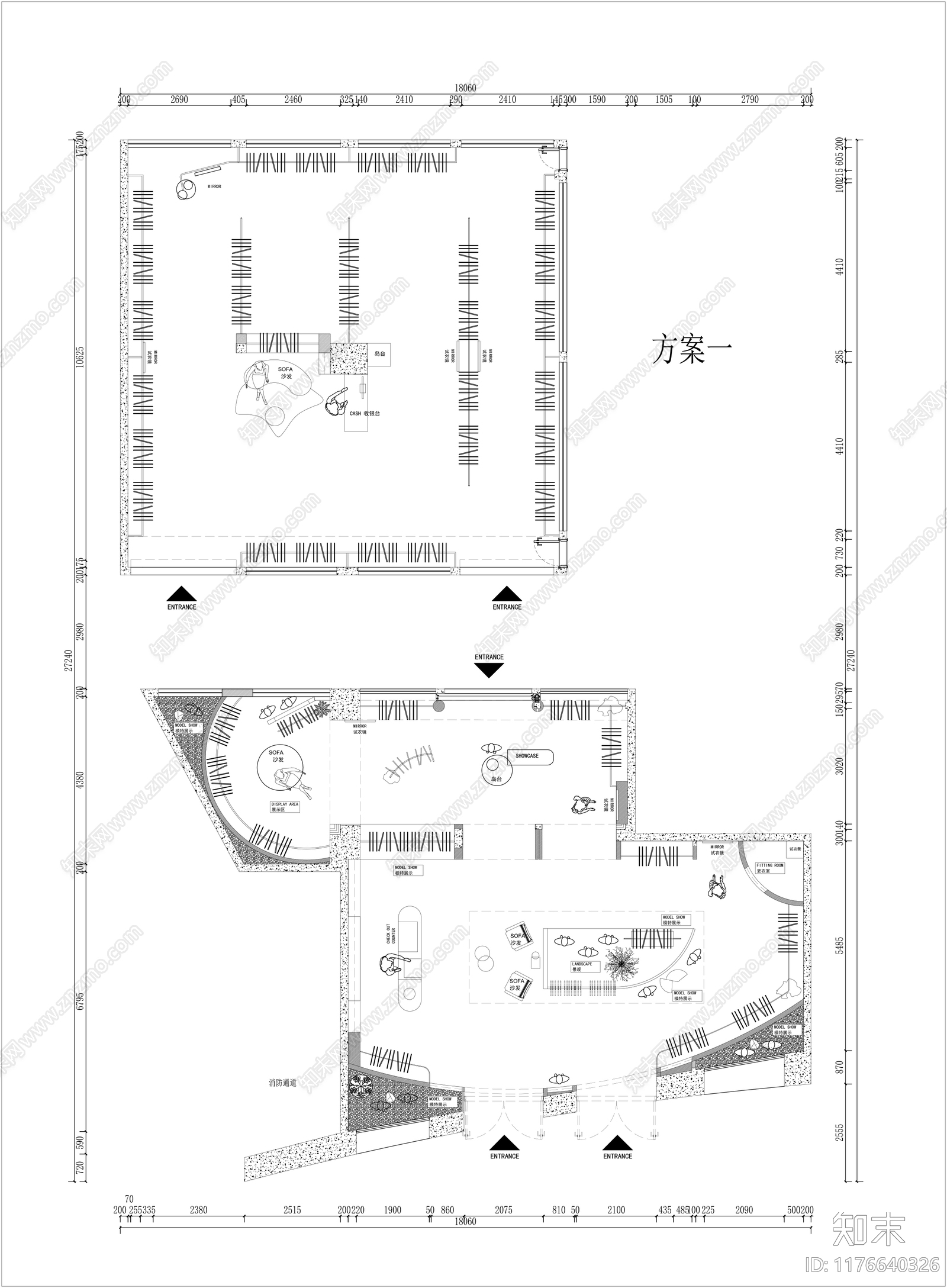 现代中古服装店施工图下载【ID:1176640326】