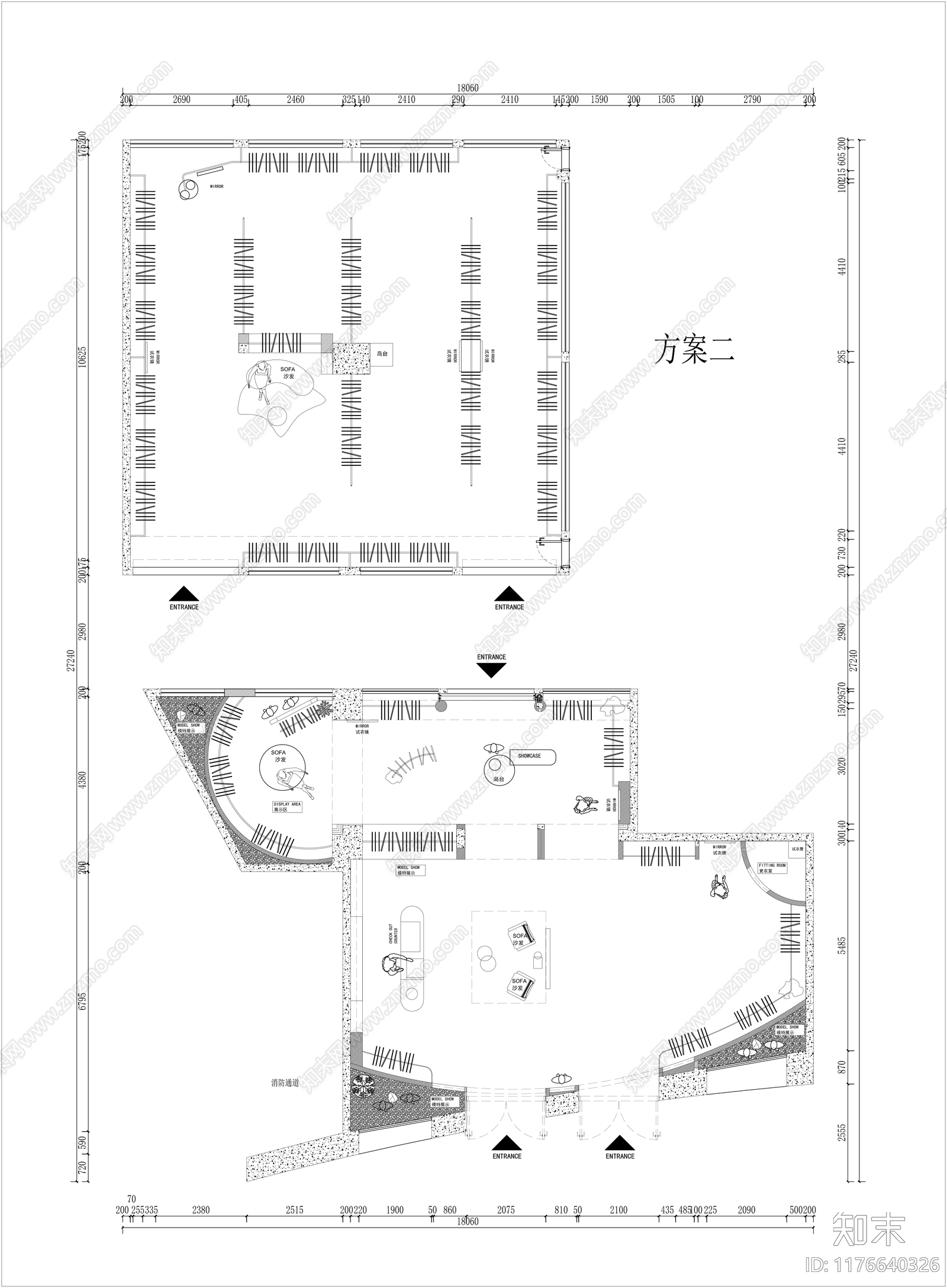 现代中古服装店施工图下载【ID:1176640326】