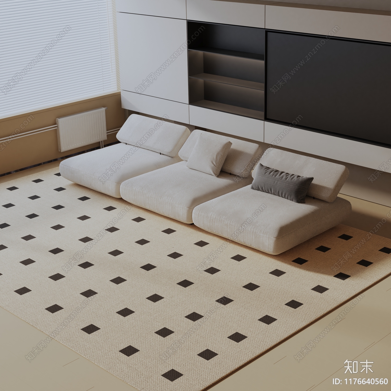 现代三人沙发3D模型下载【ID:1176640560】