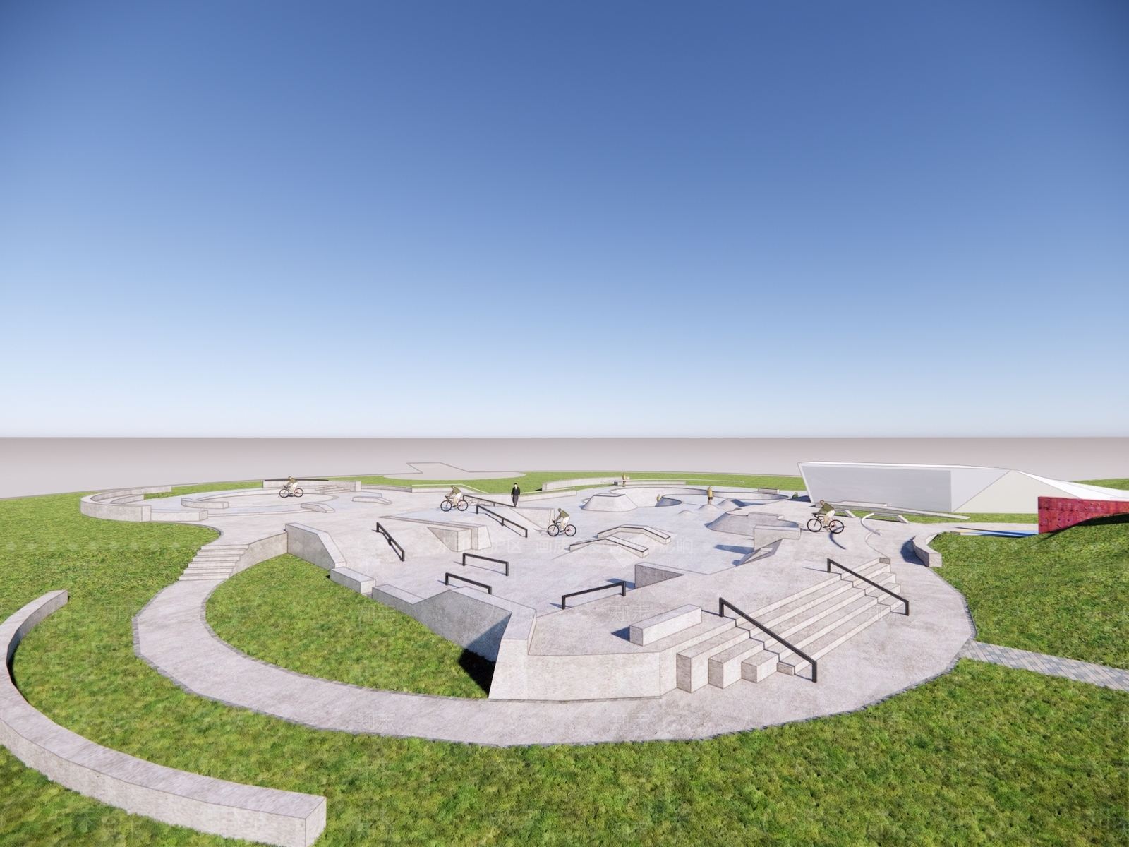 现代景观公园SU模型下载【ID:1176641299】