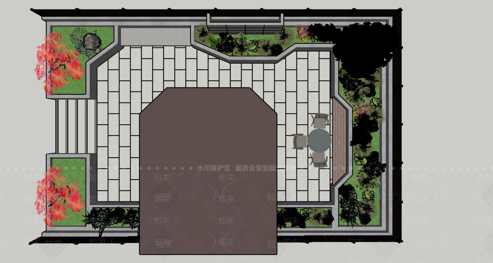 屋顶花园SU模型下载【ID:1176642737】