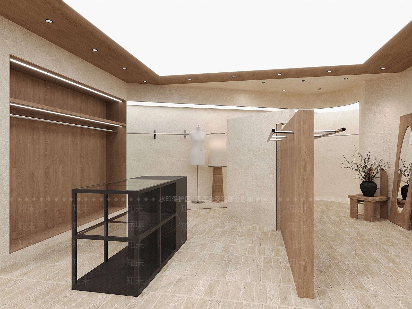极简侘寂服装店3D模型下载【ID:1176649794】
