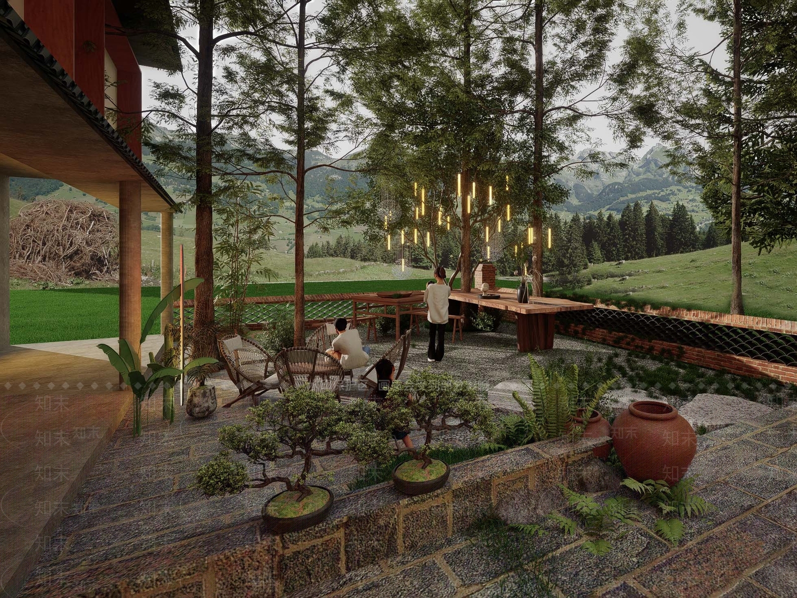 现代乡村庭院SU模型下载【ID:1176663507】