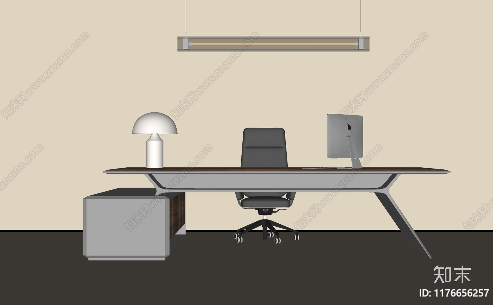 现代极简办公桌SU模型下载【ID:1176656257】