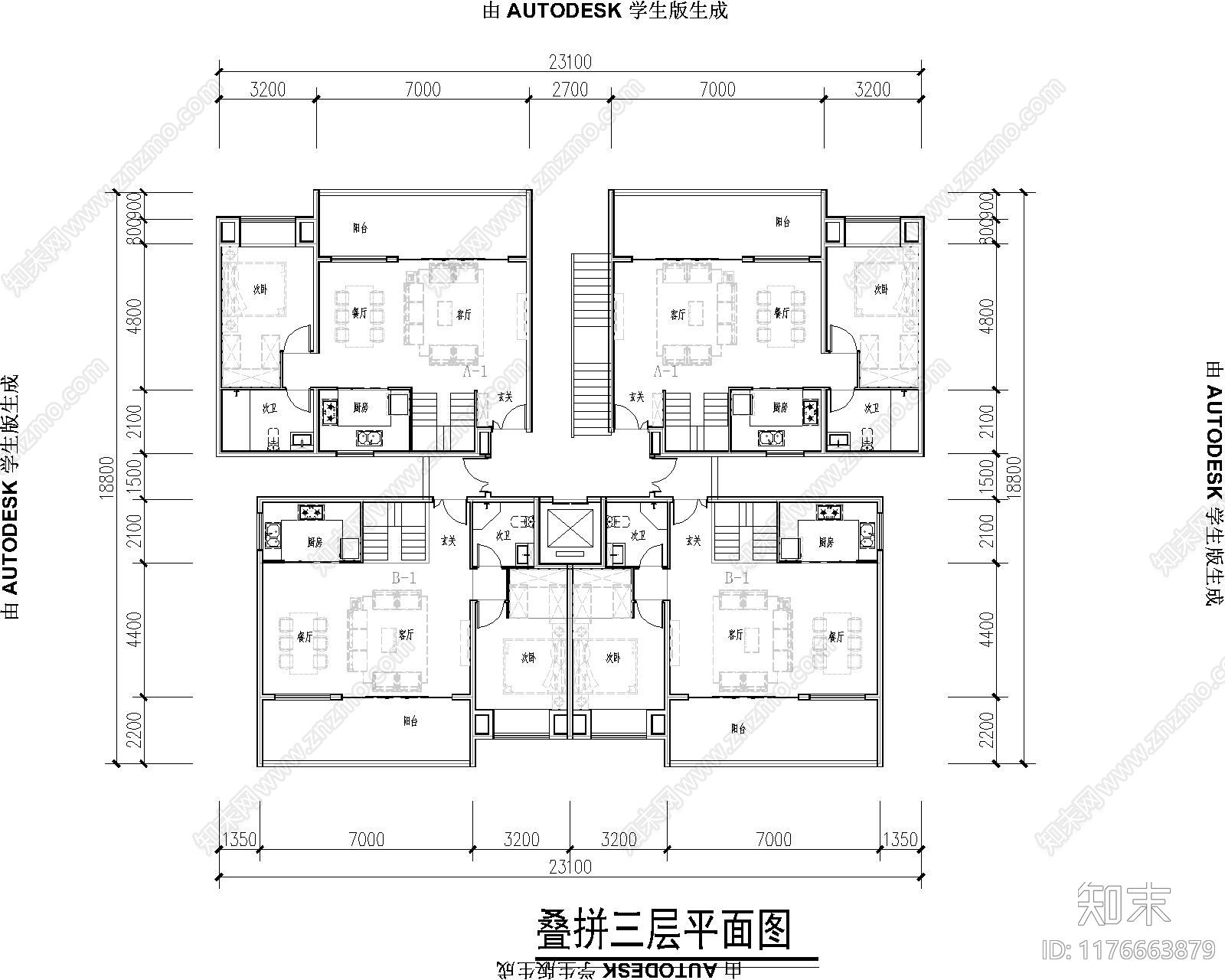 现代住宅楼建筑cad施工图下载【ID:1176663879】