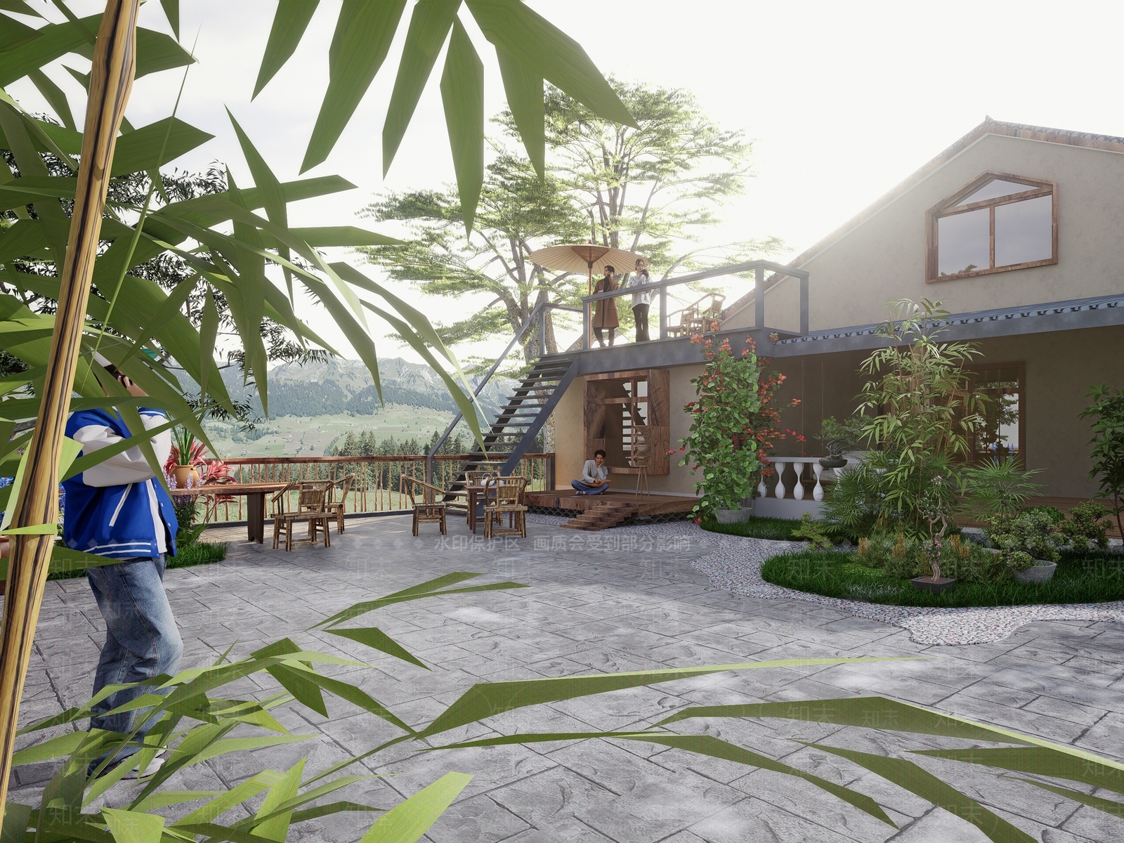 现代乡村庭院SU模型下载【ID:1177269646】