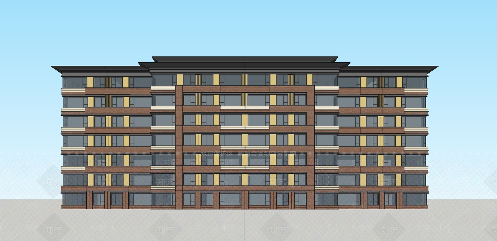 新中式高层住宅SU模型下载【ID:1177032445】