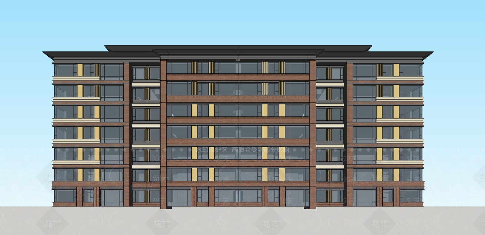 新中式高层住宅SU模型下载【ID:1177032445】