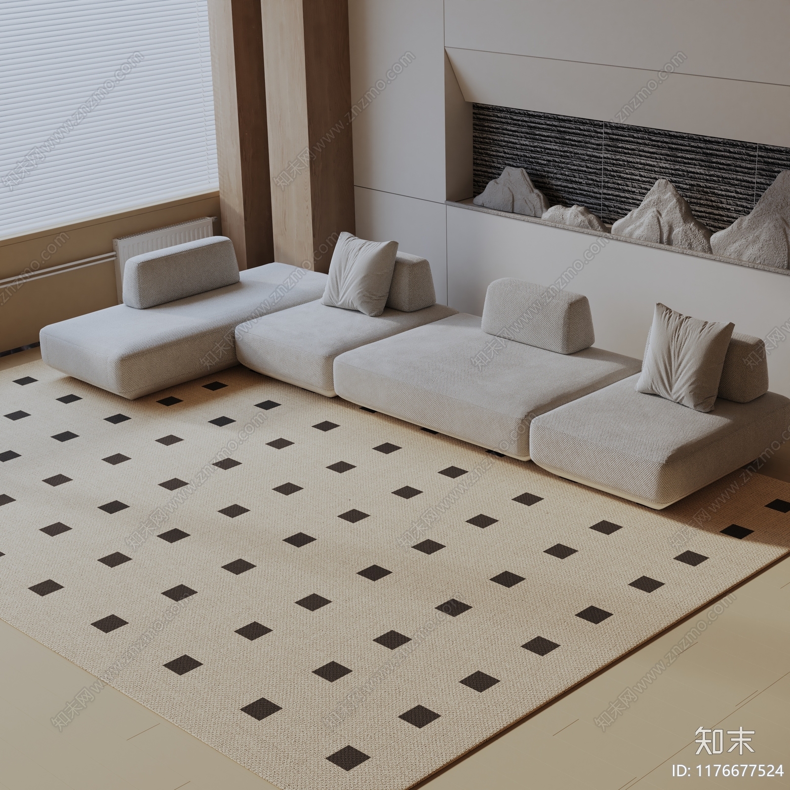 现代三人沙发3D模型下载【ID:1176677524】