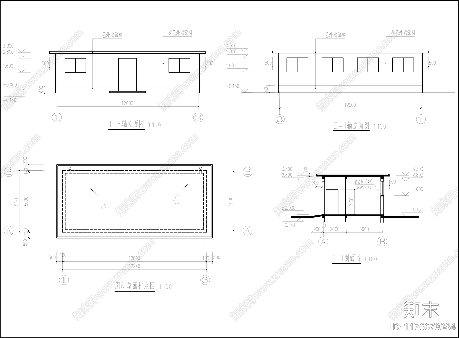 现代新中式公厕施工图下载【ID:1176679384】