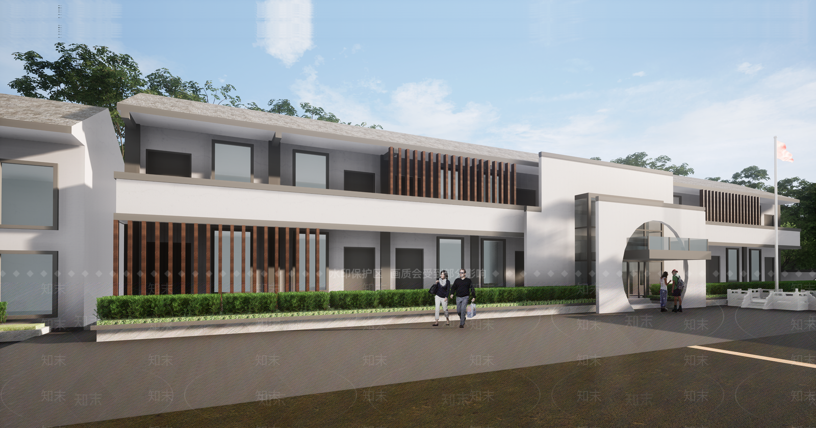 新中式学校建筑SU模型下载【ID:1176679785】