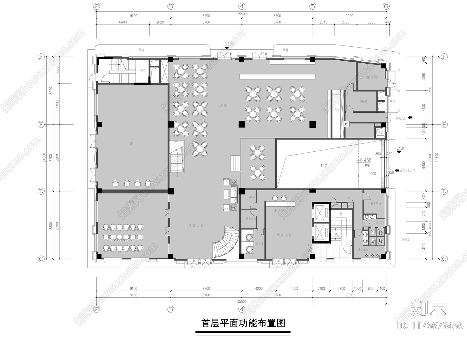 现代酒店cad施工图下载【ID:1176679456】