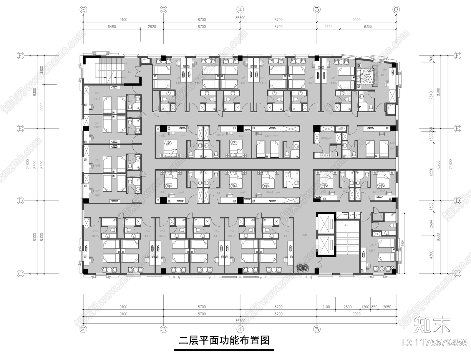 现代酒店cad施工图下载【ID:1176679456】