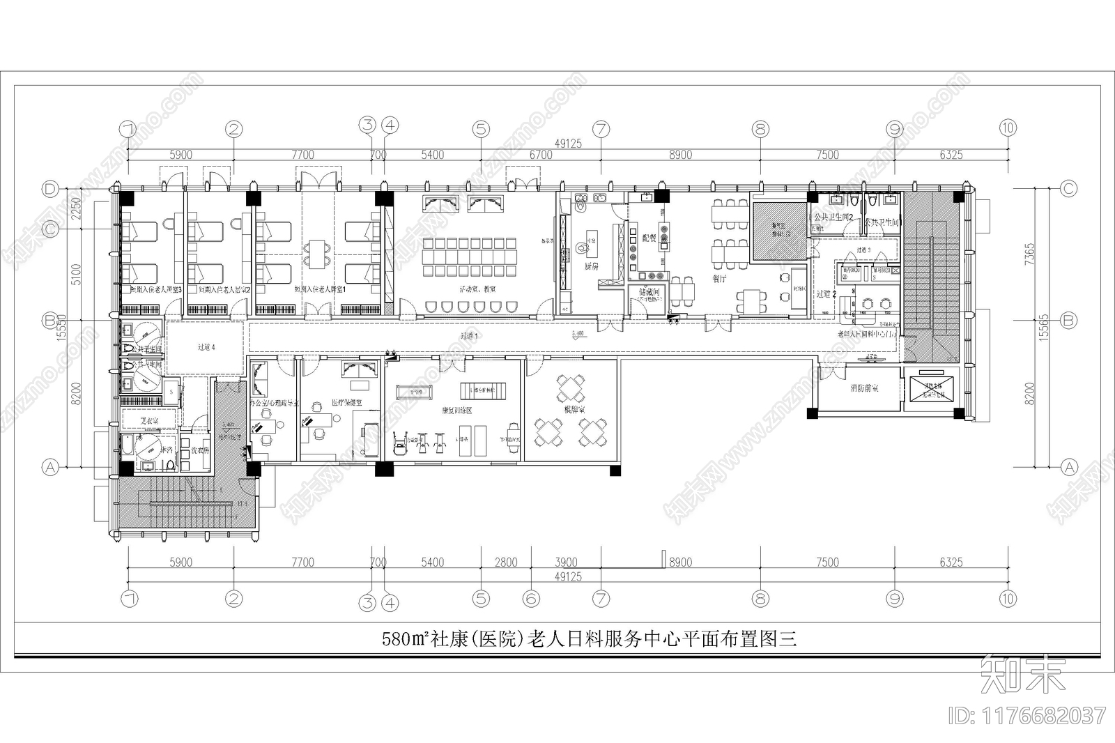 现代养老院cad施工图下载【ID:1176682037】