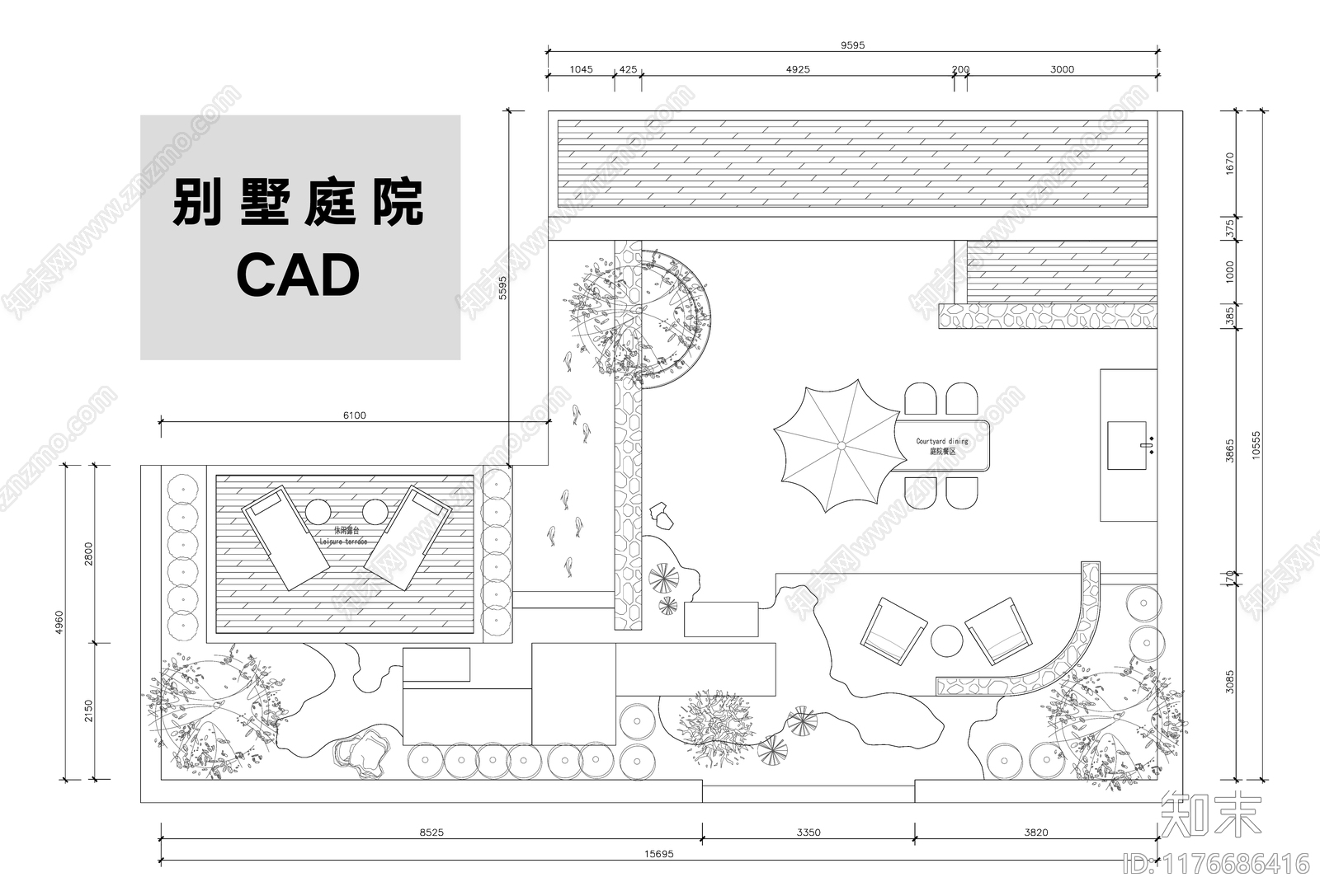 现代庭院cad施工图下载【ID:1176686416】
