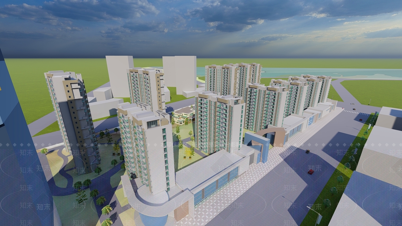 现代高层住宅SU模型下载【ID:1176691016】