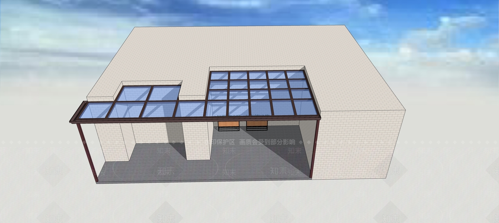 现代雨棚SU模型下载【ID:1176693133】