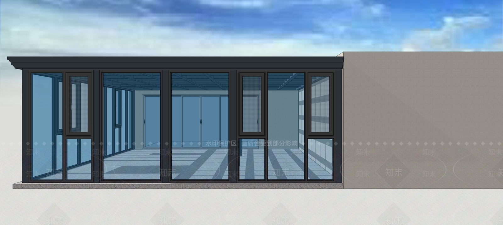 现代别墅阳台SU模型下载【ID:1176694550】