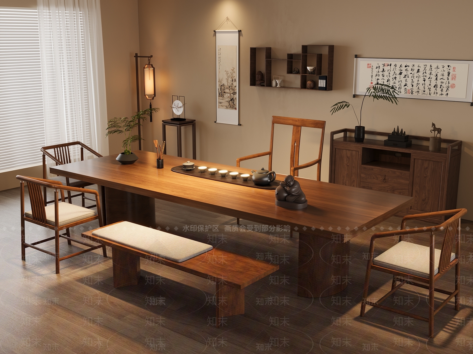 新中式茶室3D模型下载【ID:1176696826】