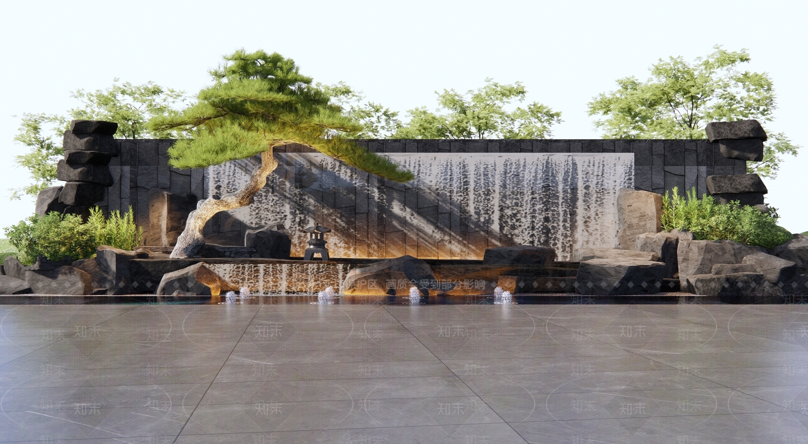 新中式假山水景3D模型下载【ID:1176706106】