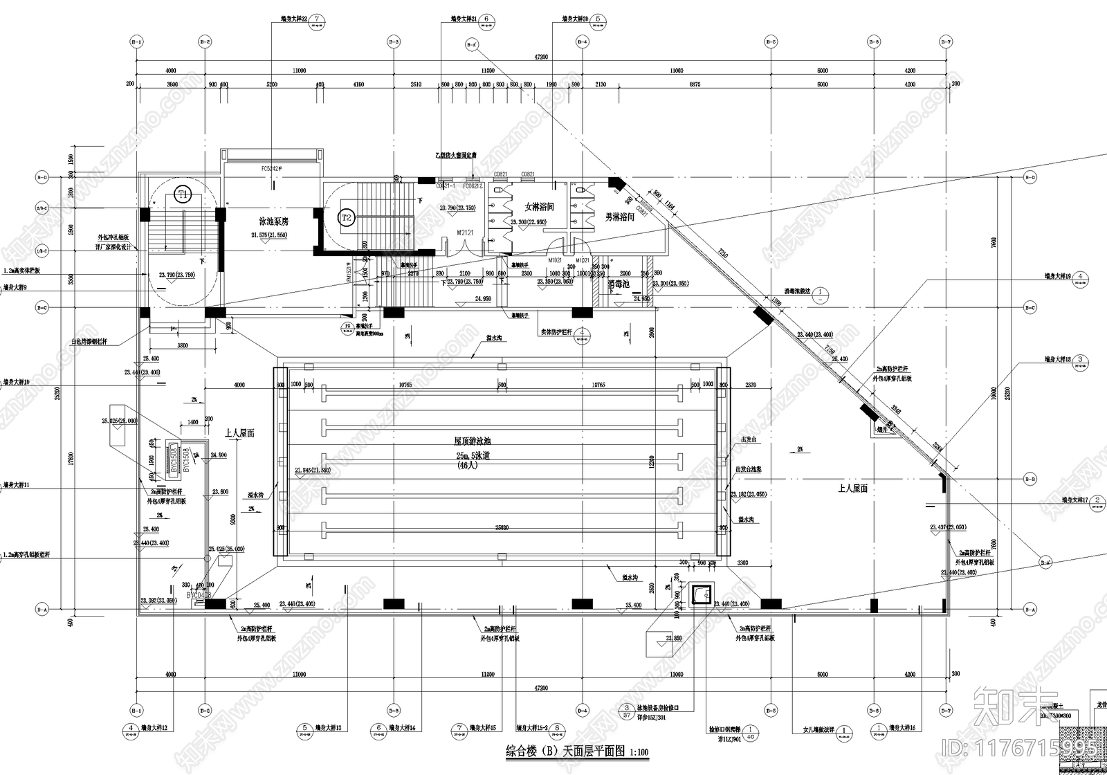 现代学校建筑cad施工图下载【ID:1176715995】