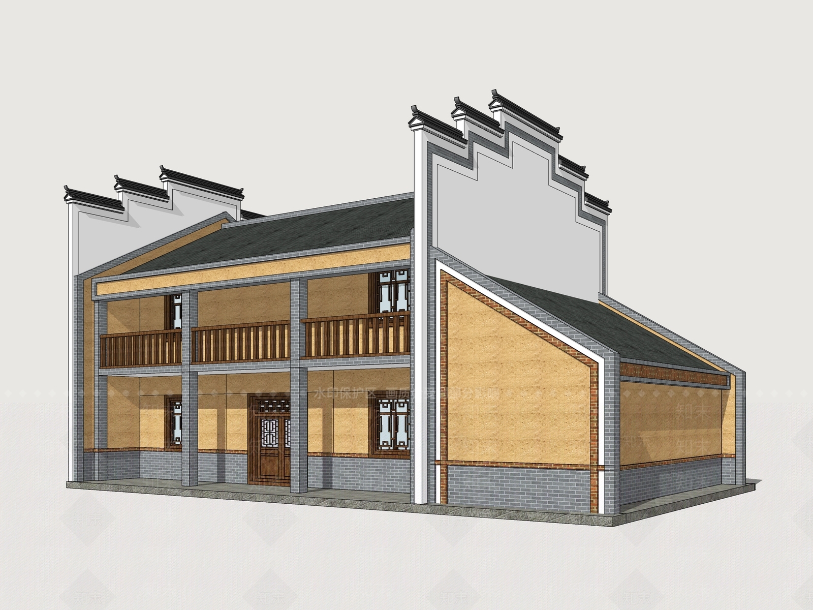 新中式乡村民房SU模型下载【ID:1176731485】