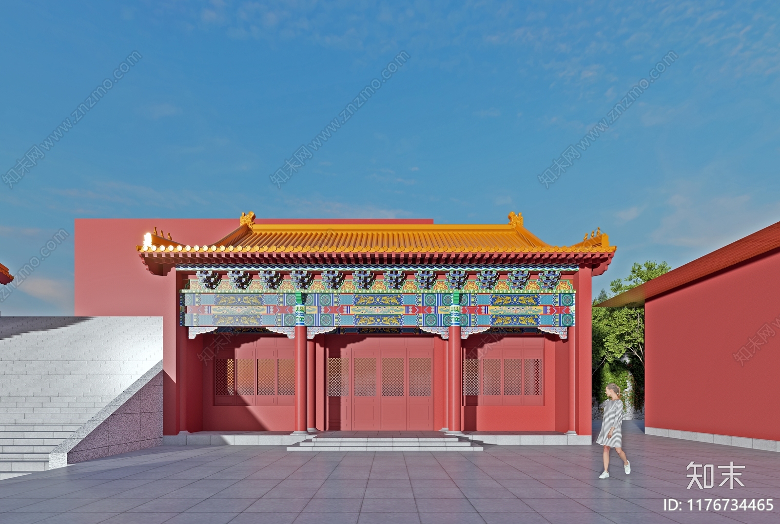 中式寺庙建筑SU模型下载【ID:1176734465】