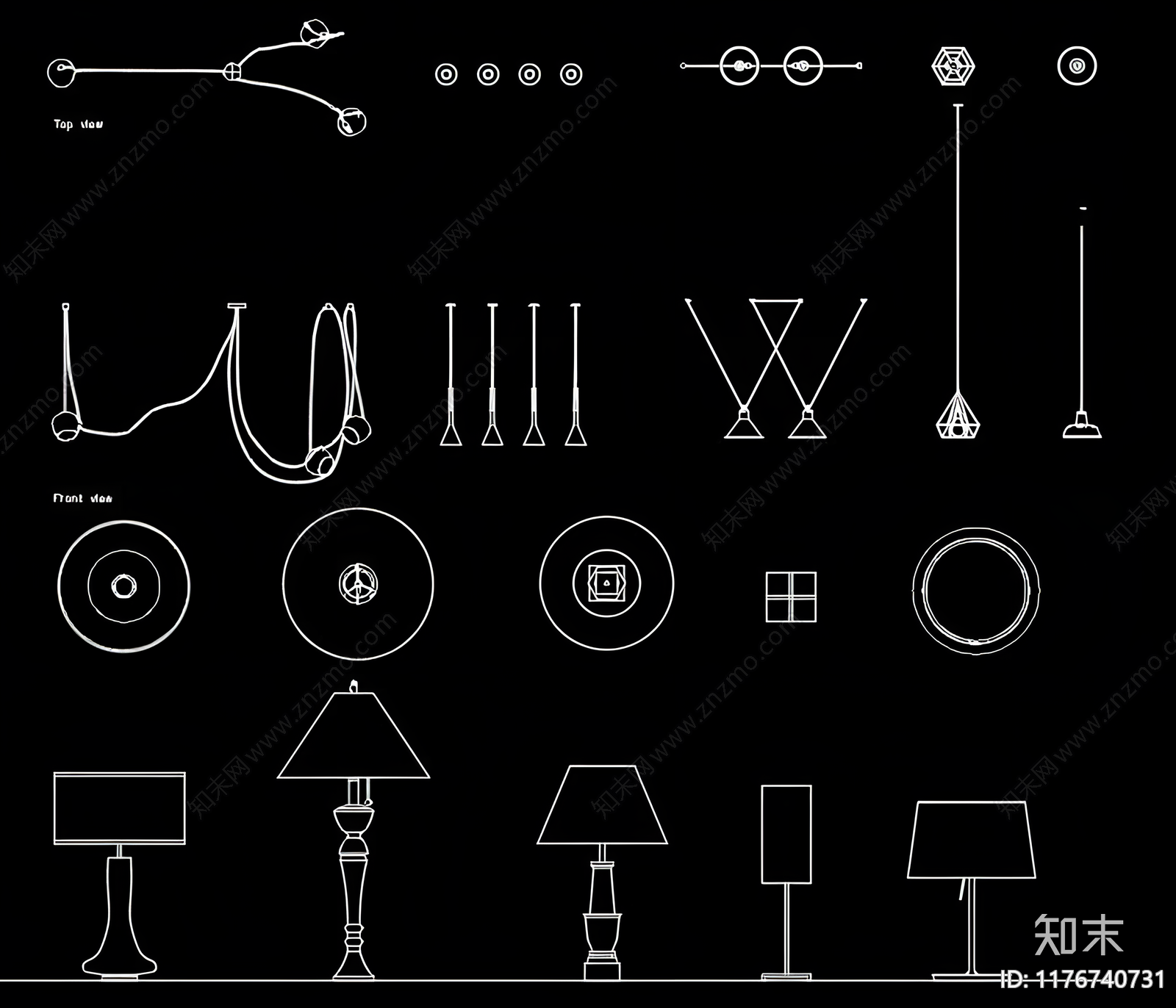 现代灯具图库cad施工图下载【ID:1176740731】