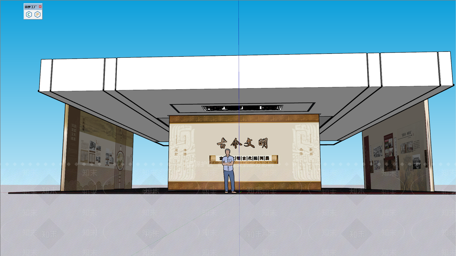 新中式其他公共空间SU模型下载【ID:1176744783】