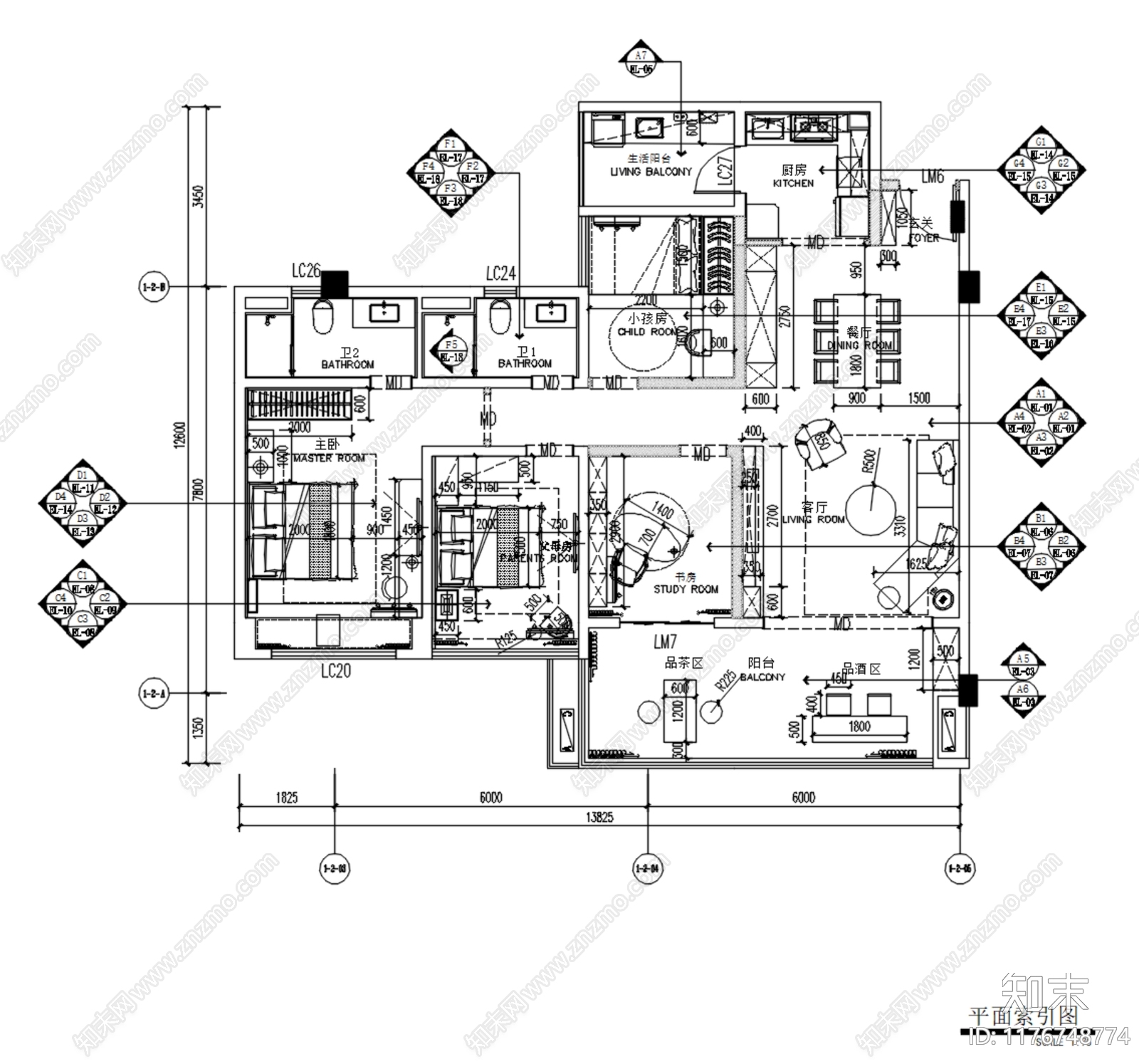 平层cad施工图下载【ID:1176748774】