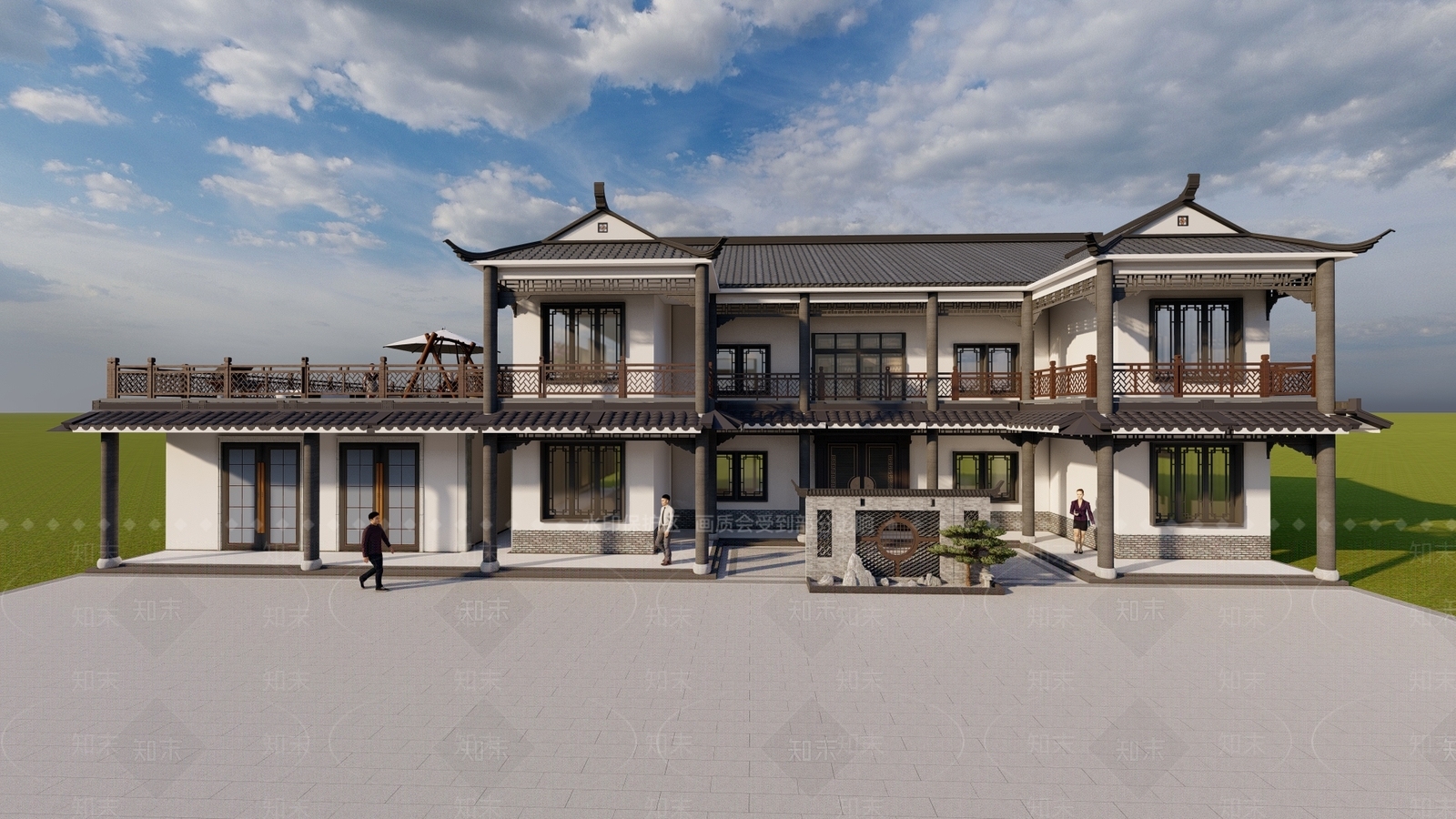 新中式复古多层住宅SU模型下载【ID:1176760892】