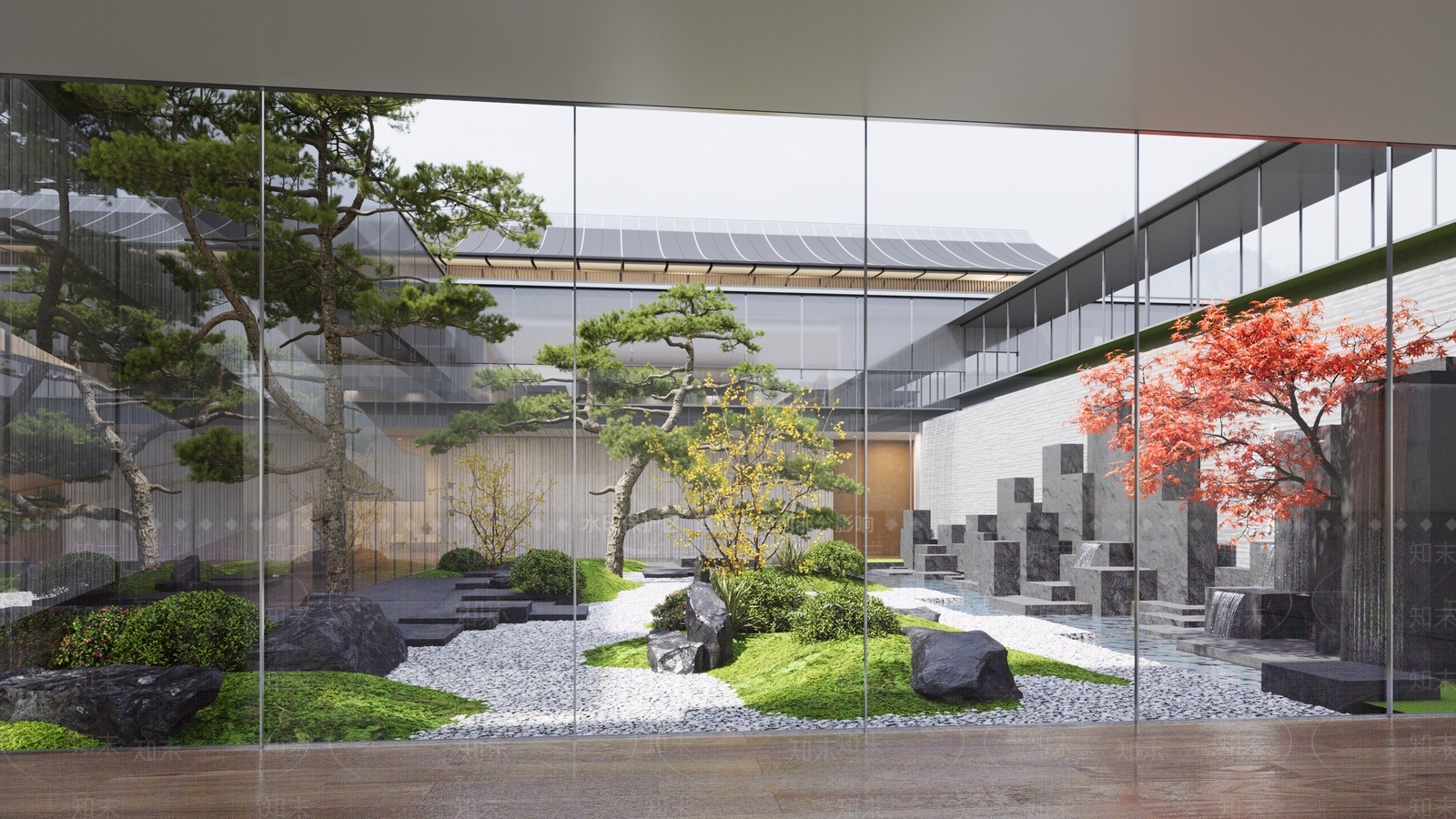 新中式屋顶花园SU模型下载【ID:1176765397】