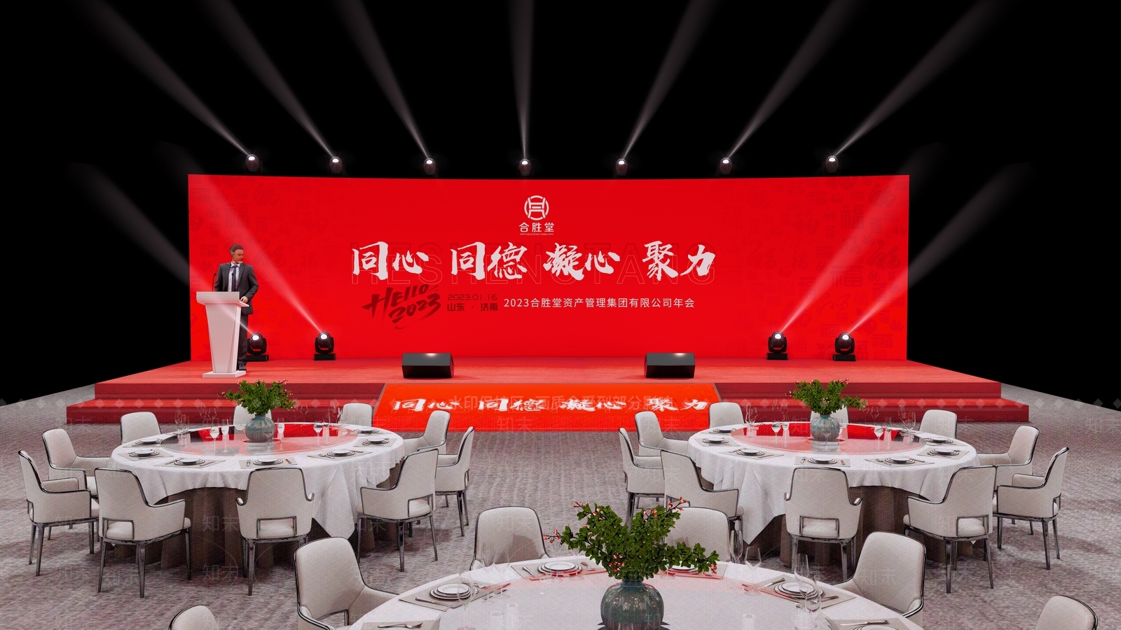 现代新中式舞台SU模型下载【ID:1176766048】