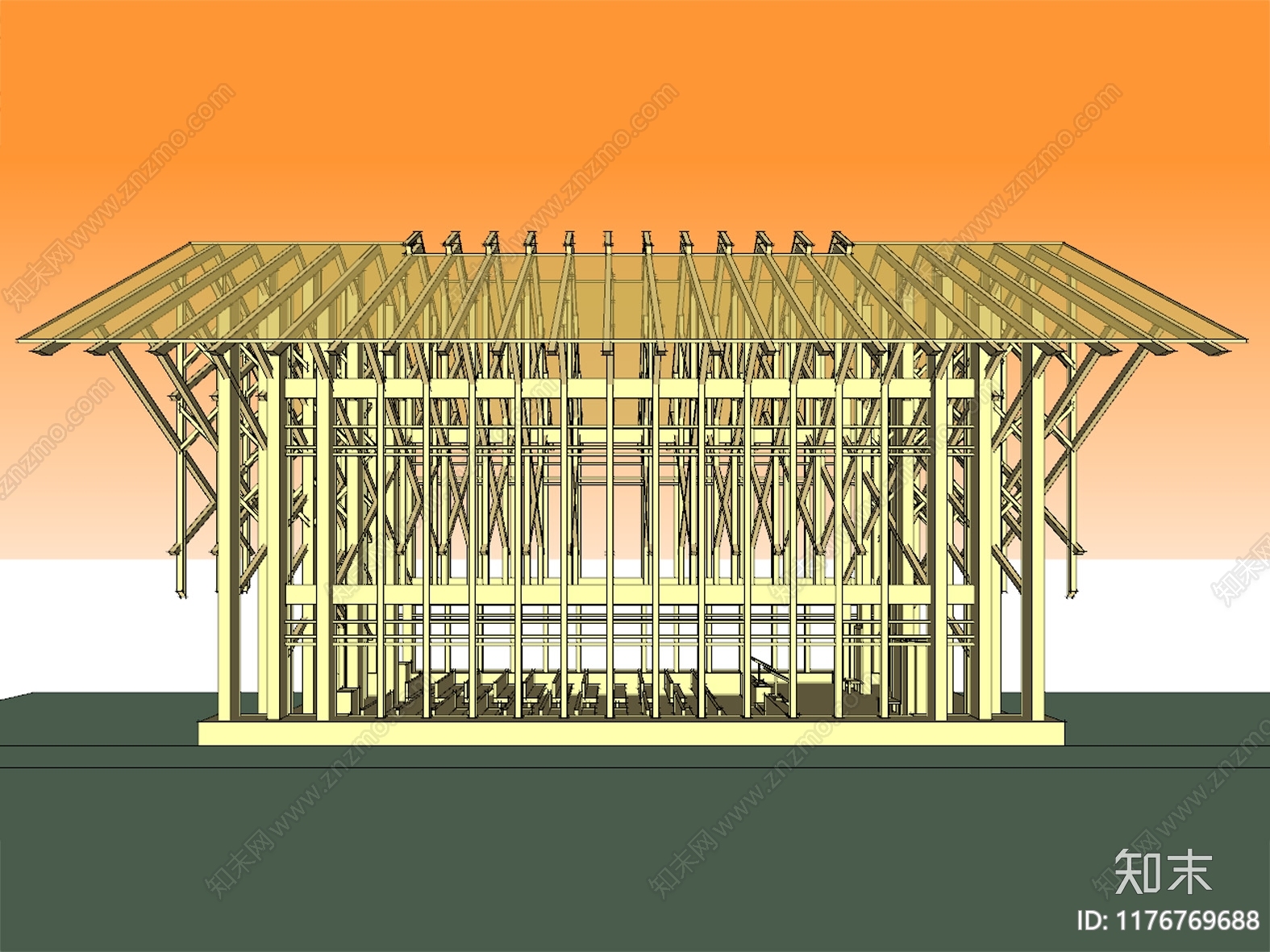 欧式现代教堂建筑SU模型下载【ID:1176769688】