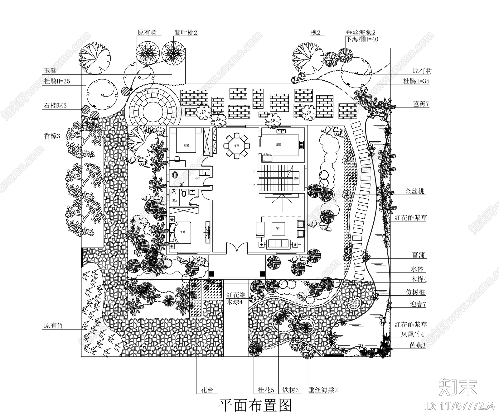 新中式庭院cad施工图下载【ID:1176777254】