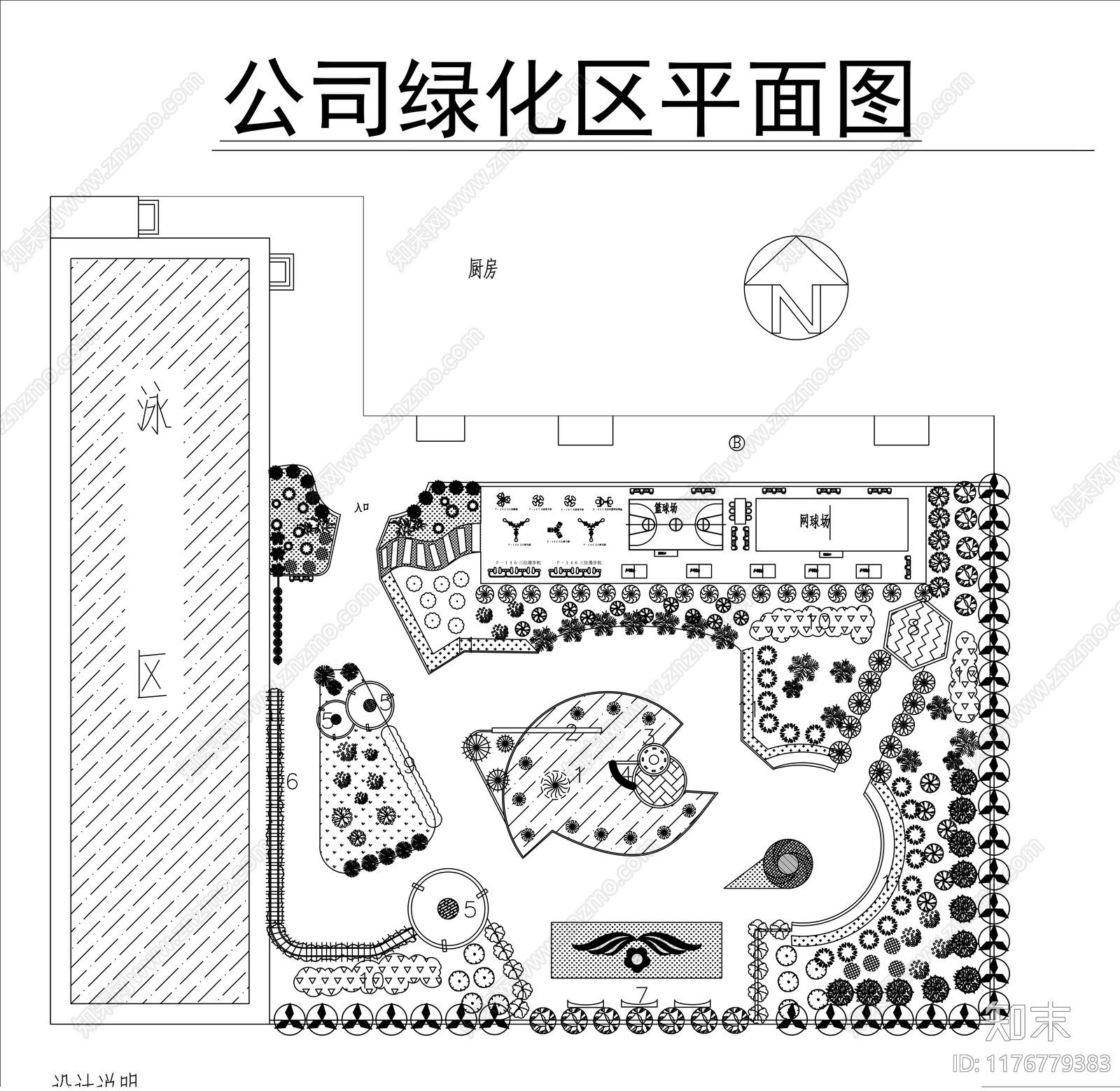 现代办公景观cad施工图下载【ID:1176779383】