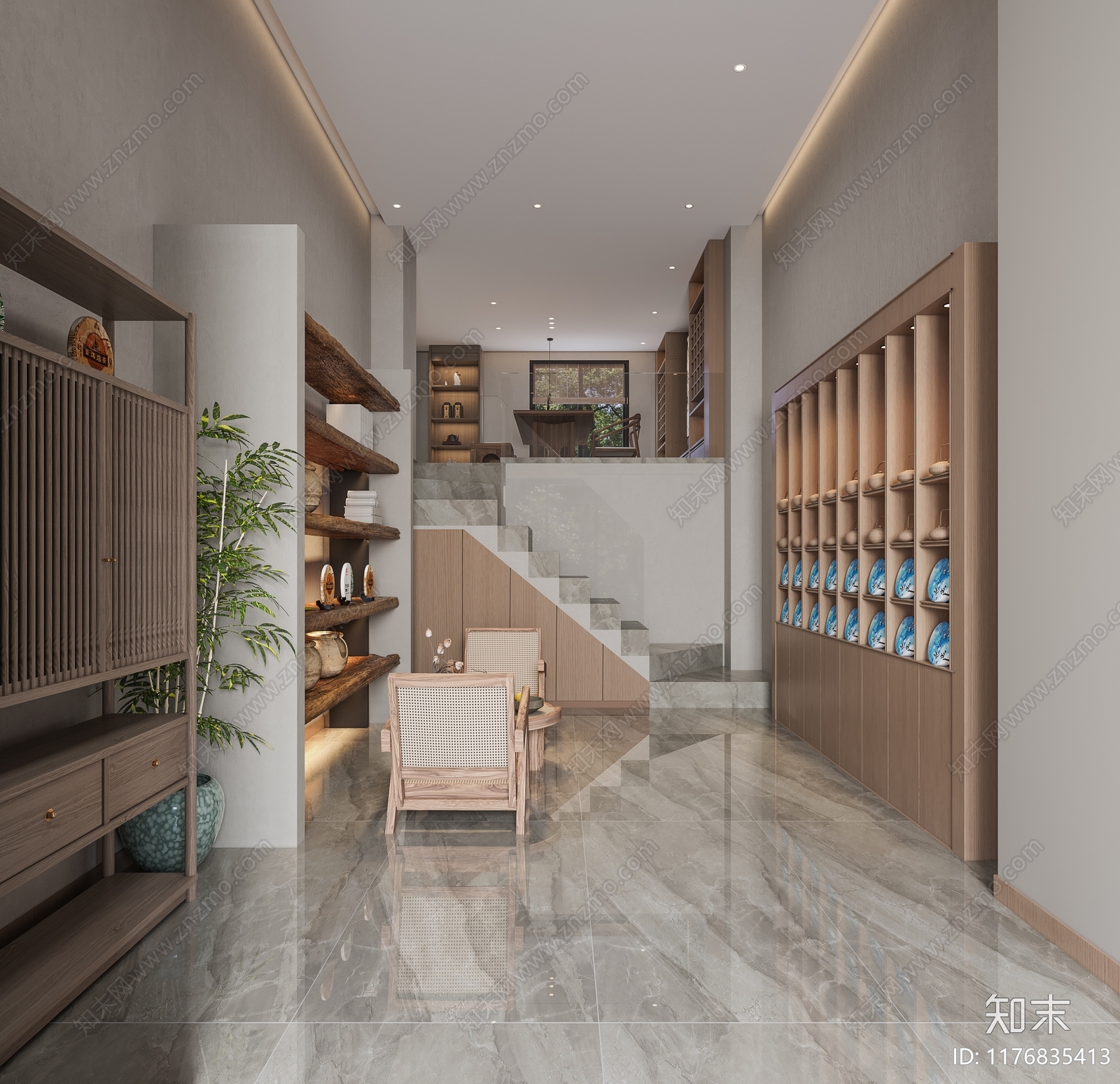 新中式中式茶叶店3D模型下载【ID:1176835413】