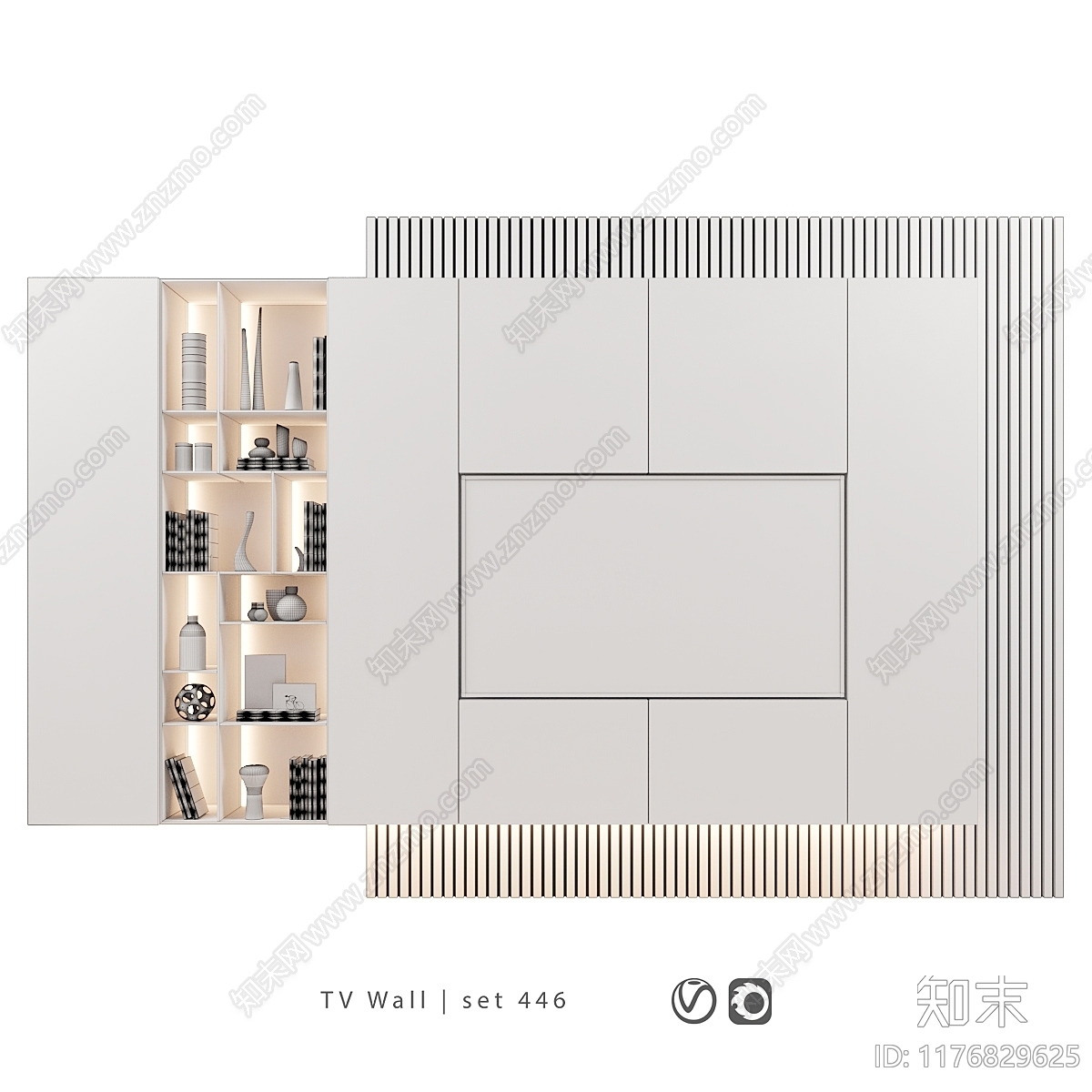 电视背景墙3D模型下载【ID:1176829625】