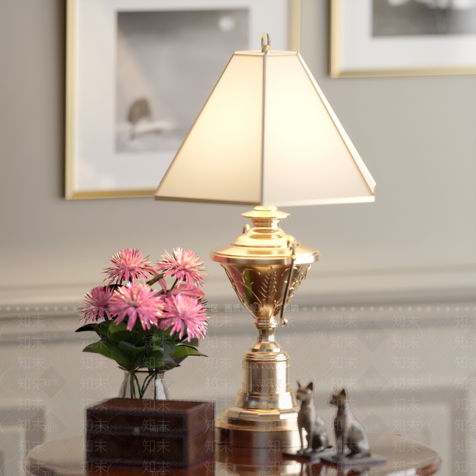 欧式法式台灯SU模型下载【ID:1176832422】