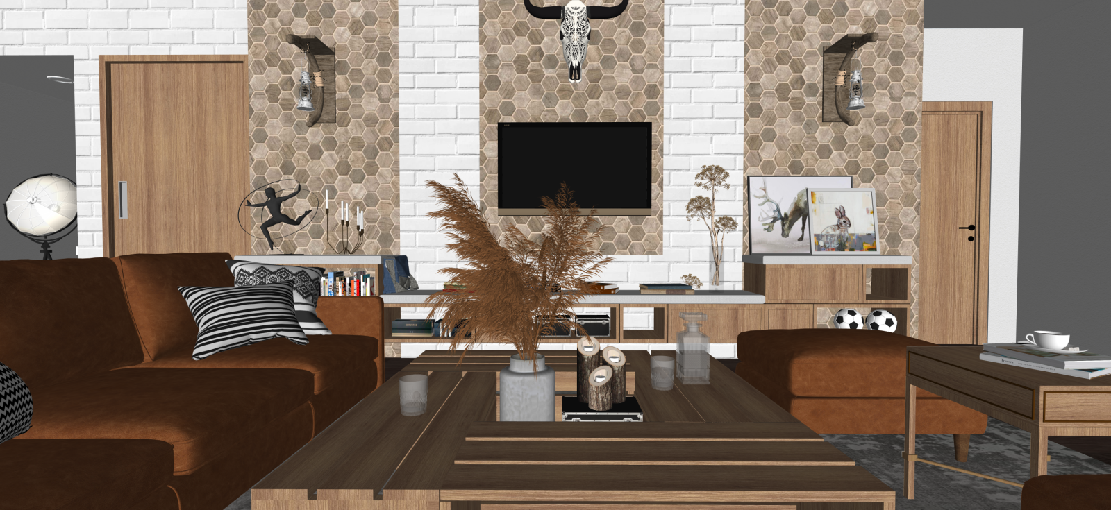 现代家居客厅SU模型下载【ID:1222253530】