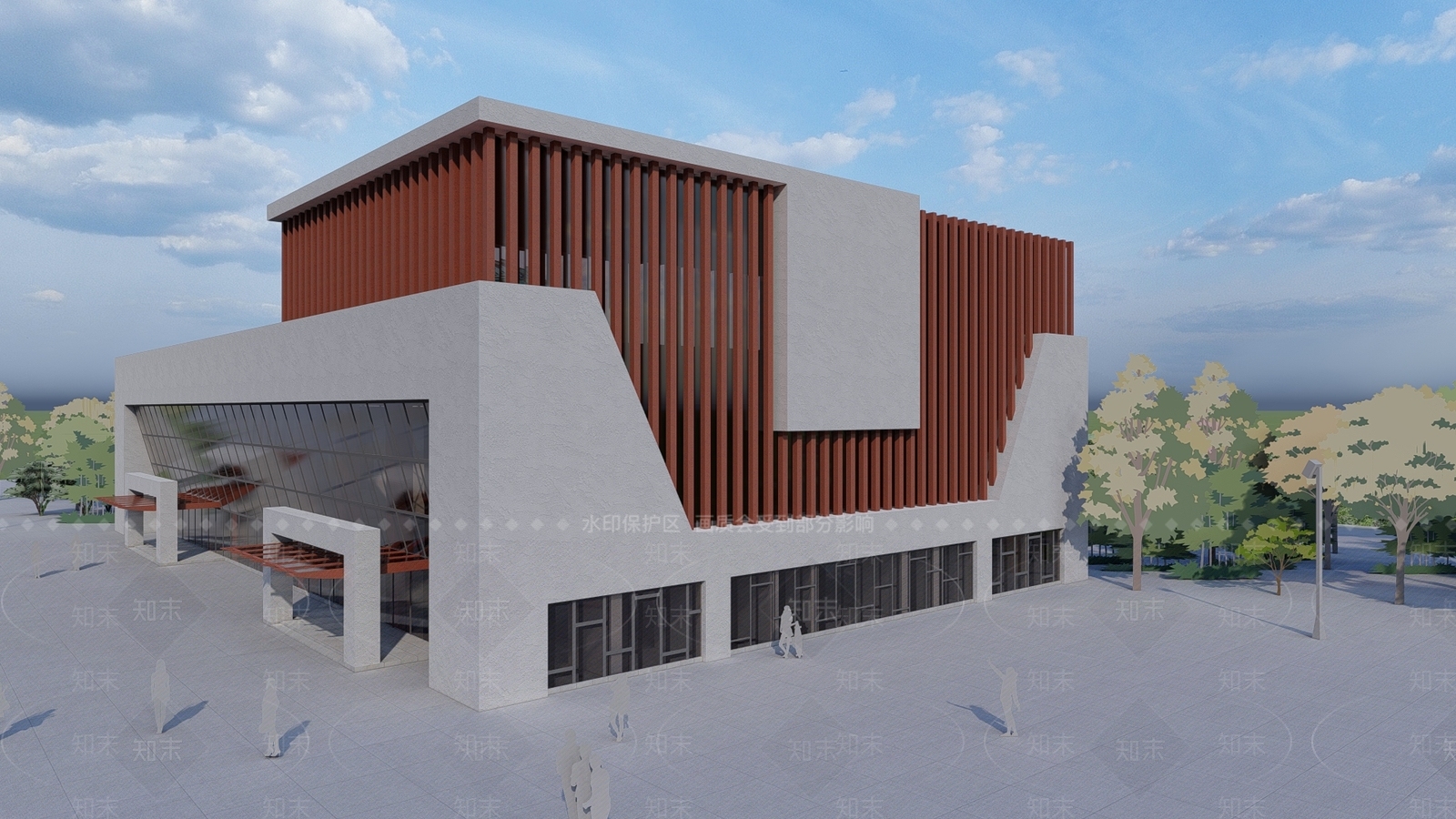 现代新中式体育建筑SU模型下载【ID:1176844832】