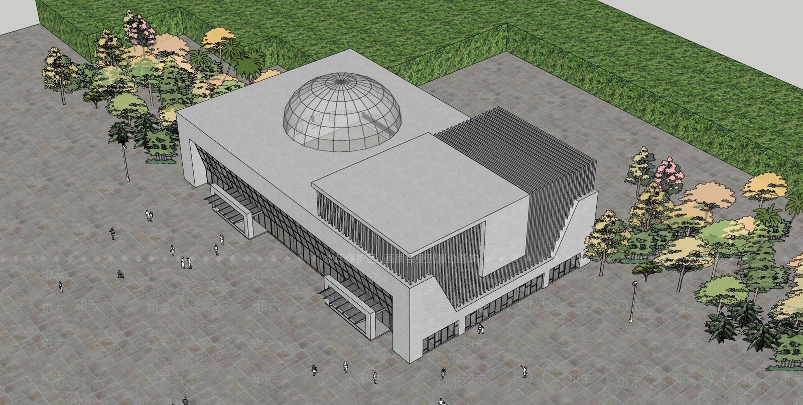 现代新中式体育建筑SU模型下载【ID:1176844832】