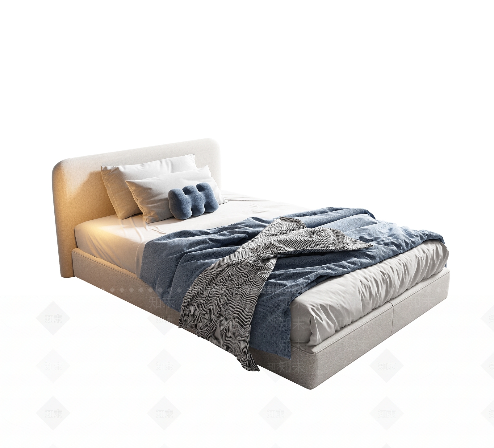 现代单人床3D模型下载【ID:1176845650】