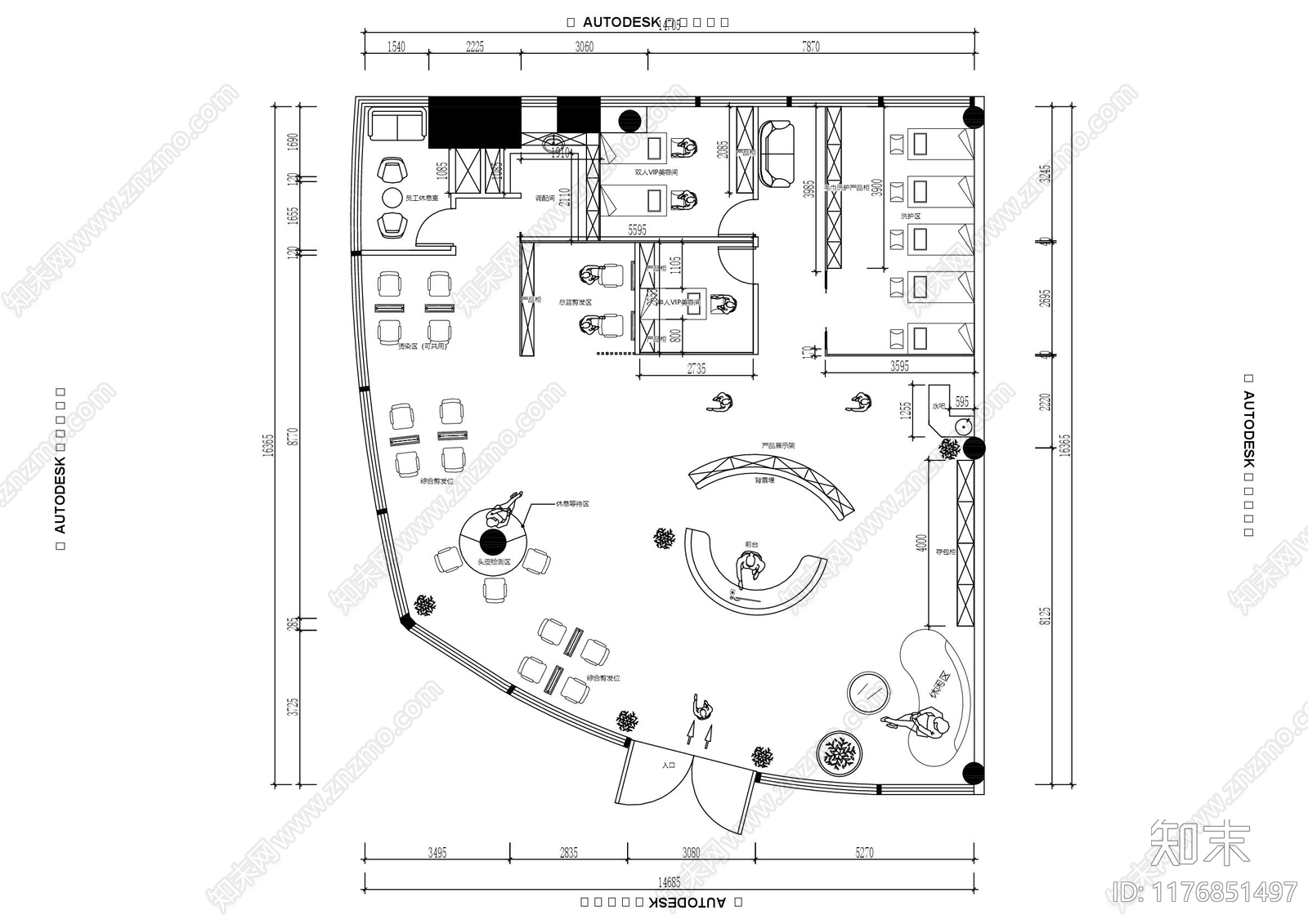 轻奢复古其他商业空间施工图下载【ID:1176851497】