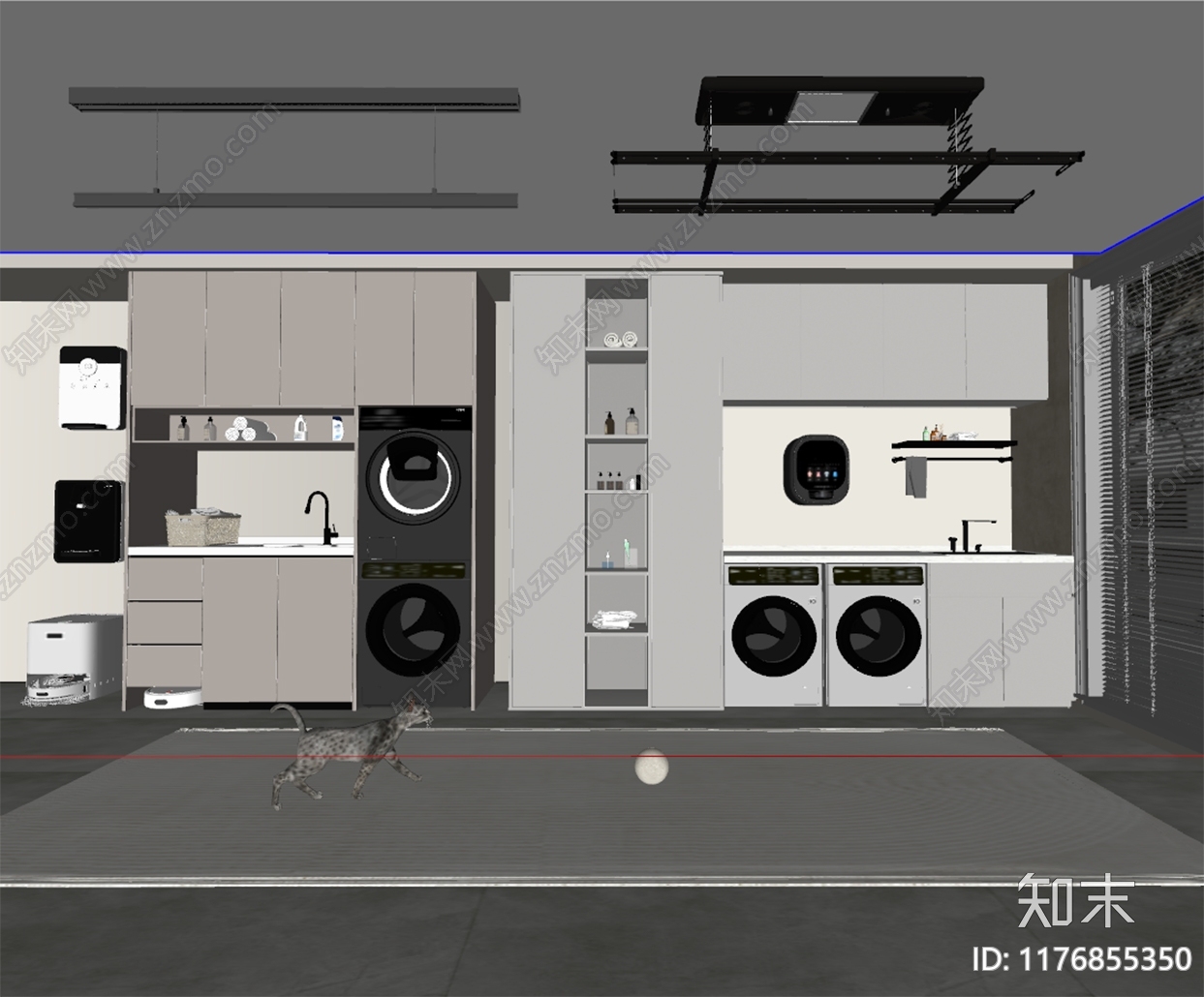 现代洗衣机柜SU模型下载【ID:1176855350】