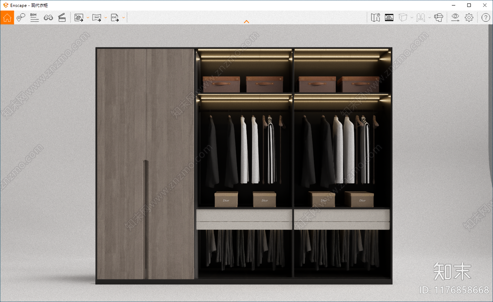 现代简约衣柜SU模型下载【ID:1176858668】