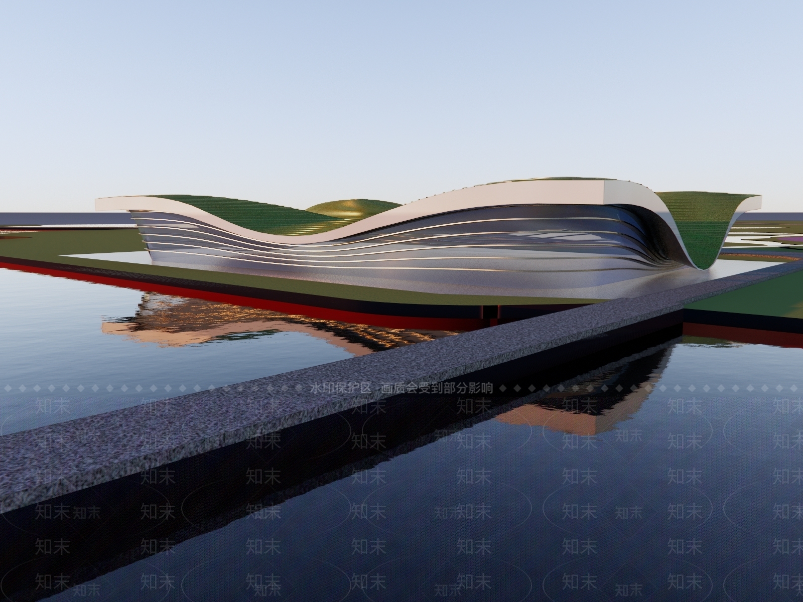 现代展览馆建筑SU模型下载【ID:1176863610】